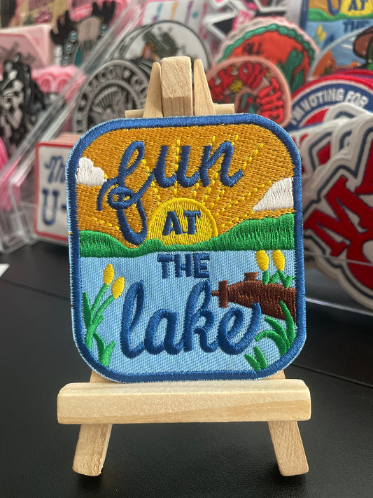 Fun at the lake iron on embroidered patch