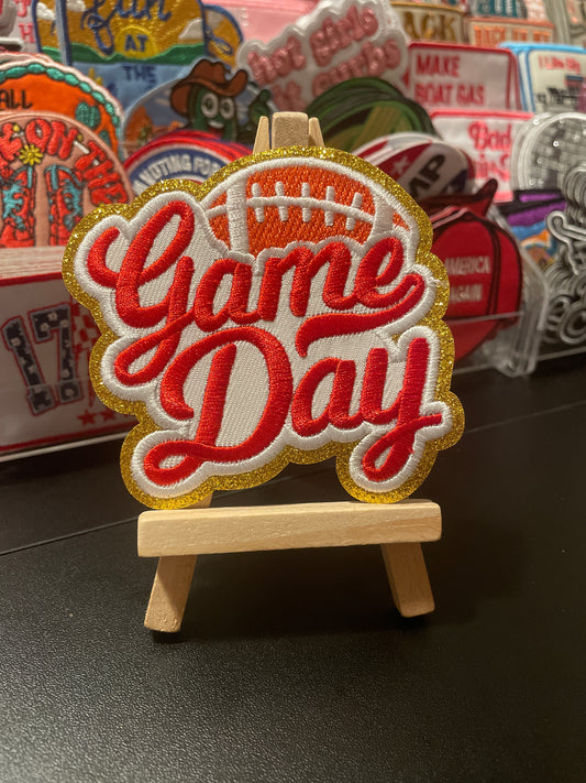 Game day embroidered iron on patch