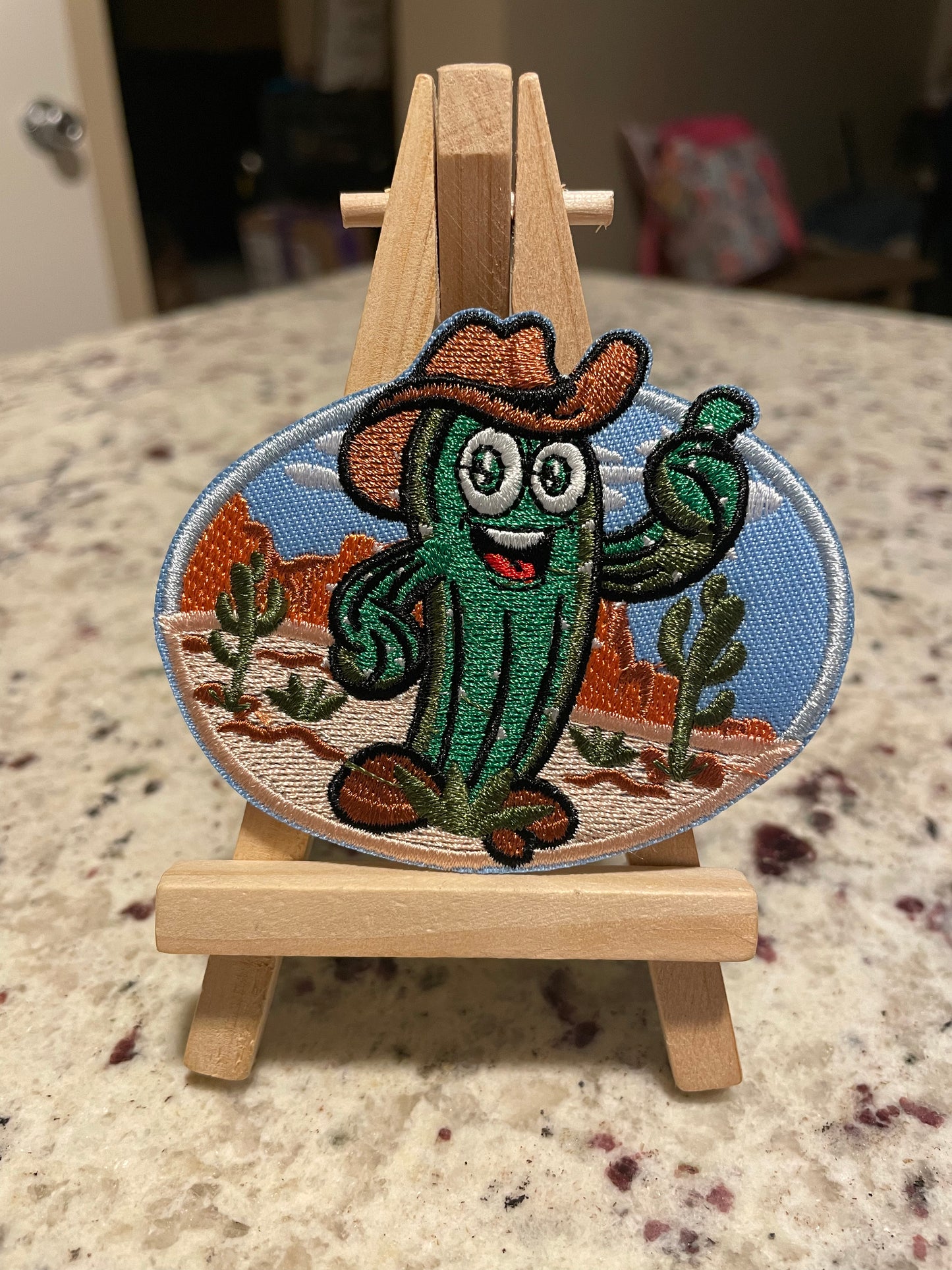 Cowboy cactus embroidered iron on patch