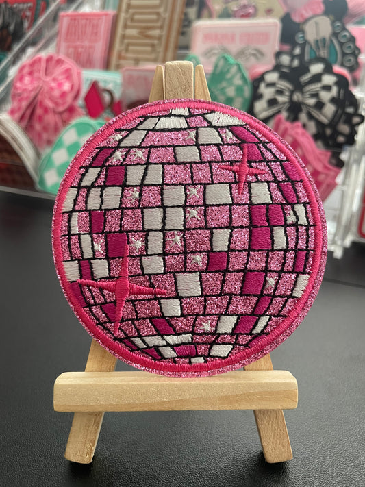 Large embroidered iron on disco ball