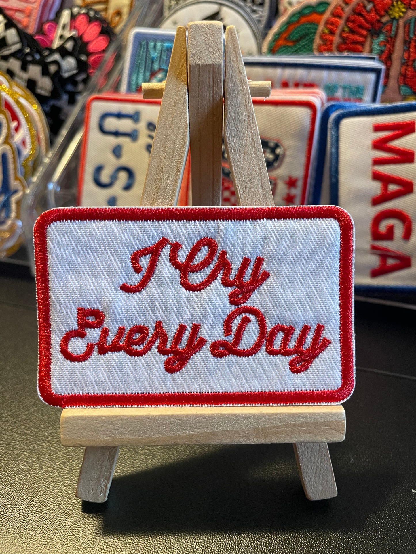 I cry everyday iron on embroidered patch