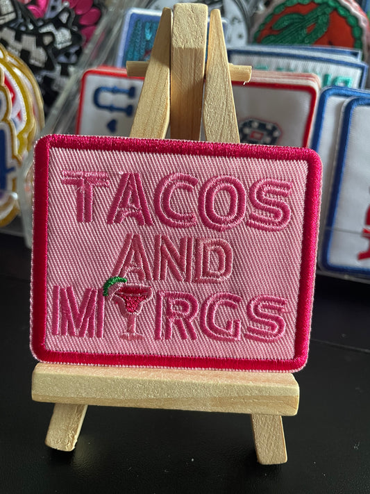 Tacos and margs embroidered iron on patch