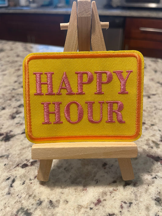 Happy hour embroidered iron on patch