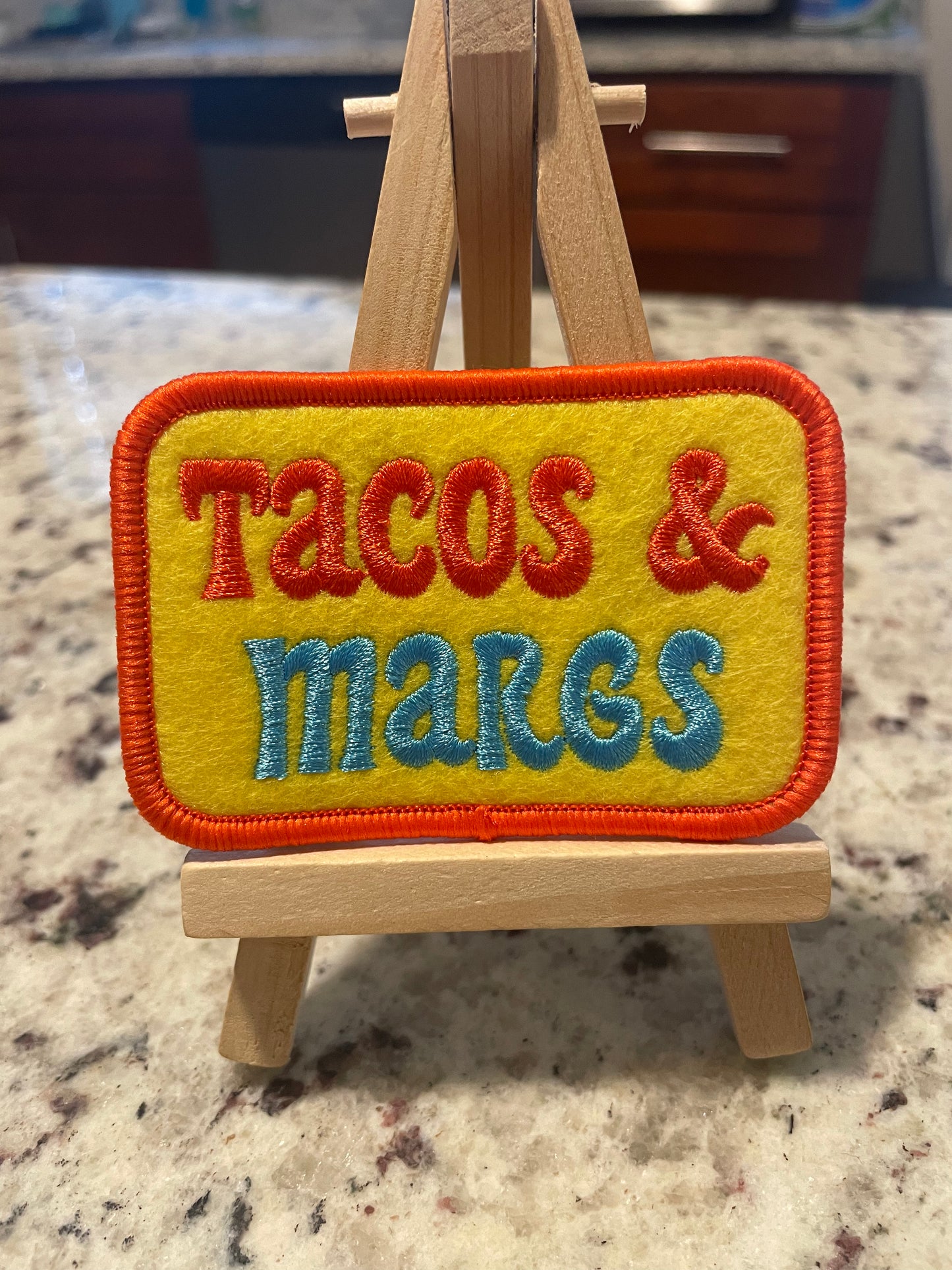 Tacos and margs small embroidered iron on patch