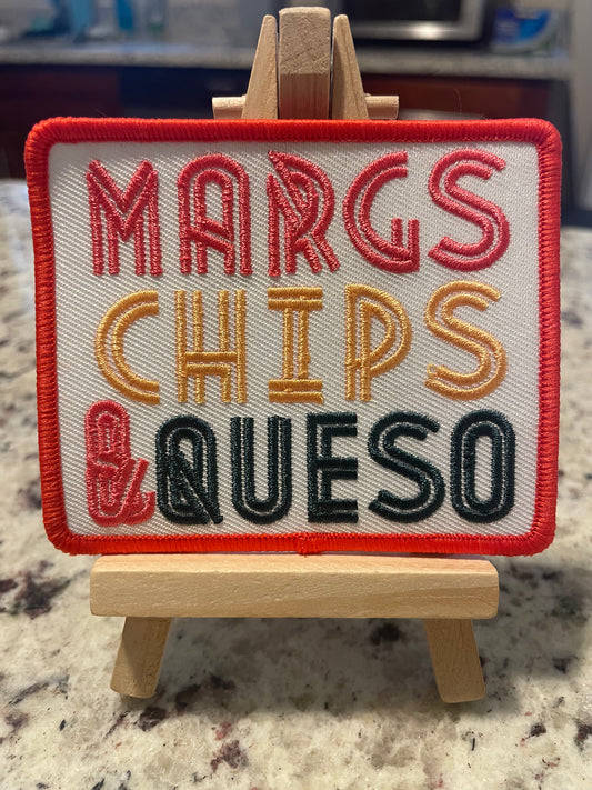 Margs chips and queso embroidered iron on patch