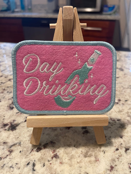 Day drinking embroidered iron on patch