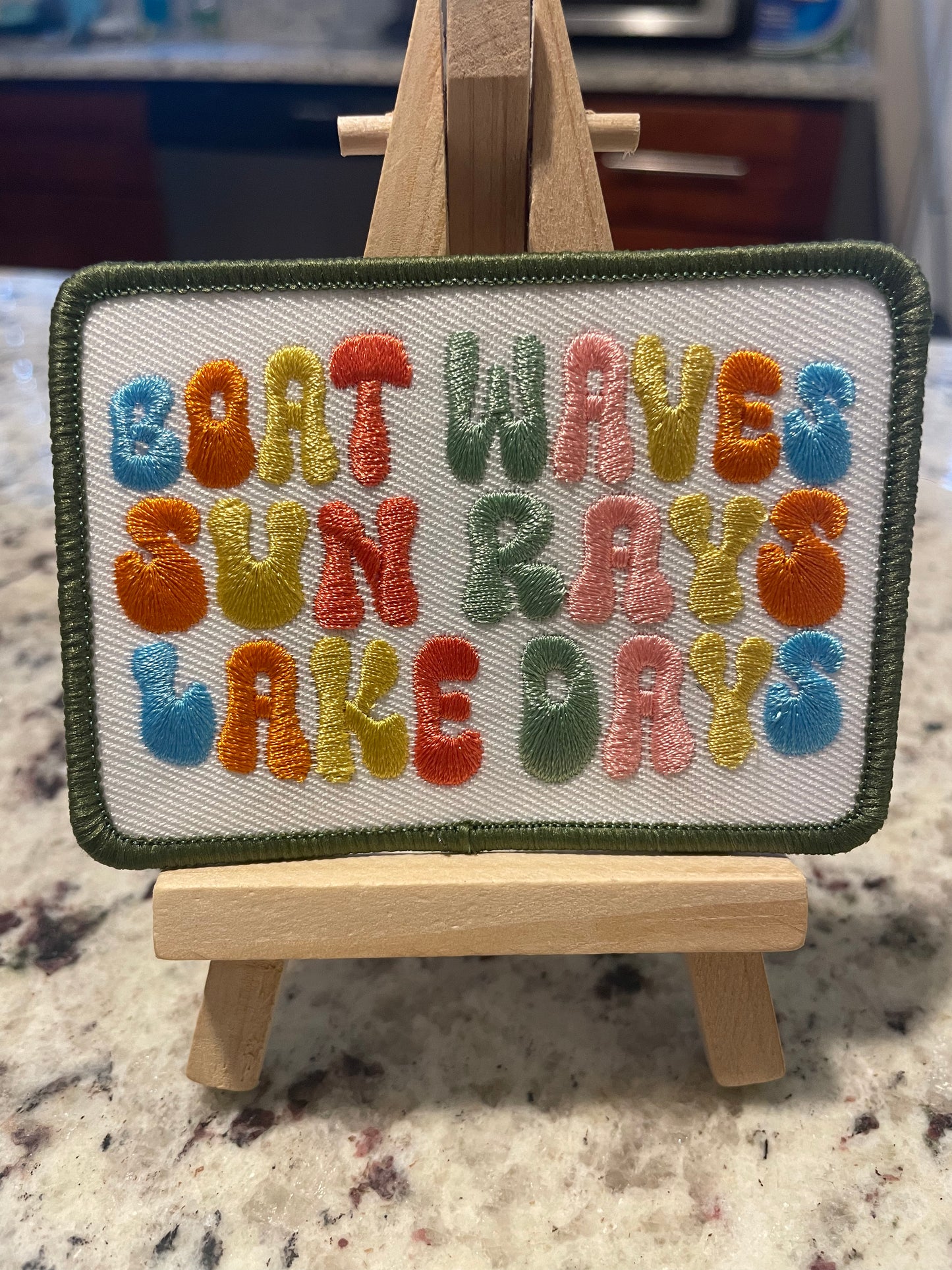 Boat waves lake days embroidered iron on patch