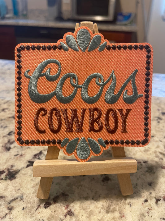 Coors cowboy embroidered iron on patch