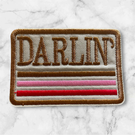 Darlin embroidered iron on patch